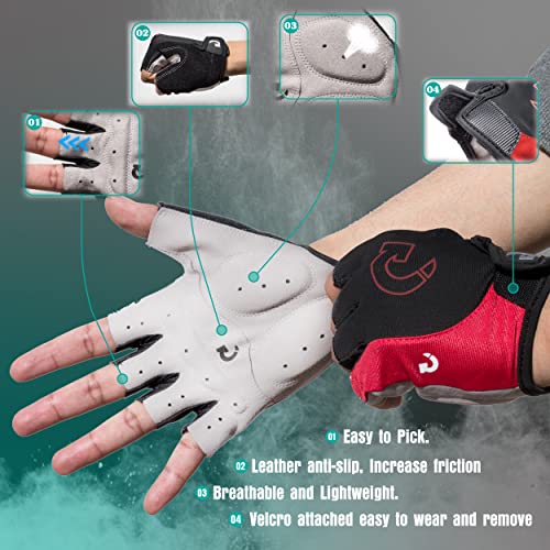 GEARONIC Cycling Gloves Anti-Slip Mountain Bike Gloves For Men Breathable Foam Padded Biking Gloves Shock Absorbing MTB Bicycle Gloves Half/Full Finger Guantes (Gray, Large) - Image 8