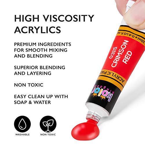 Acrylic Paint Set 24 Colors (0.41 oz, 12 ml) Paint Kit For Artists & Beginners Craft Paints for Paper,Canvas,Rock Painting,Wood,Ceramic & Fabric Vibrant -Non-Toxic including 3 paint brushes - Image 7