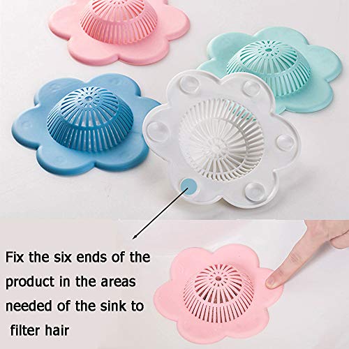 Umbworld Hair Catcher Silicone Hair Stopper Shower Drain Covers, Bathtub and Shower Drain Protectors with Suction Cups Suit for Bathroom Bathtub and Kitchen 4 Pack - Image 3