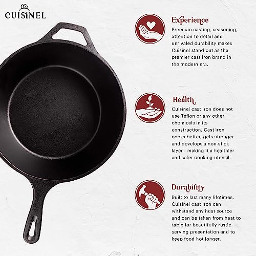 Cast Iron Skillet + Lid - 2-In-1 Multi Cooker - Deep Pot + Frying Pan - 3-Qt Dutch Oven - Pre-Seasoned Oven Safe Cookware - Indoor/Outdoor - Grill, Stovetop, Induction Safe - Great for Bread - Image 6