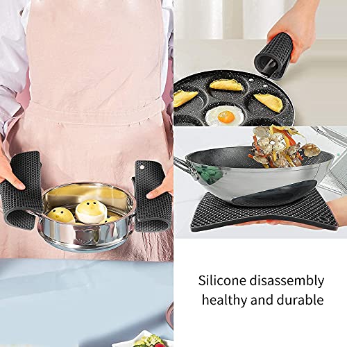 Ardanlingke Silicone Trivet Mats, trivets for hot pots and Pans, Extra Thick Hot Pads for Kitchen, Multi-Purpose Pot Holder, Non-Slip Jar Opener, Gripper Pad, Drying Mat, Coaster (4 Pcs, Dark Gray) - Image 4