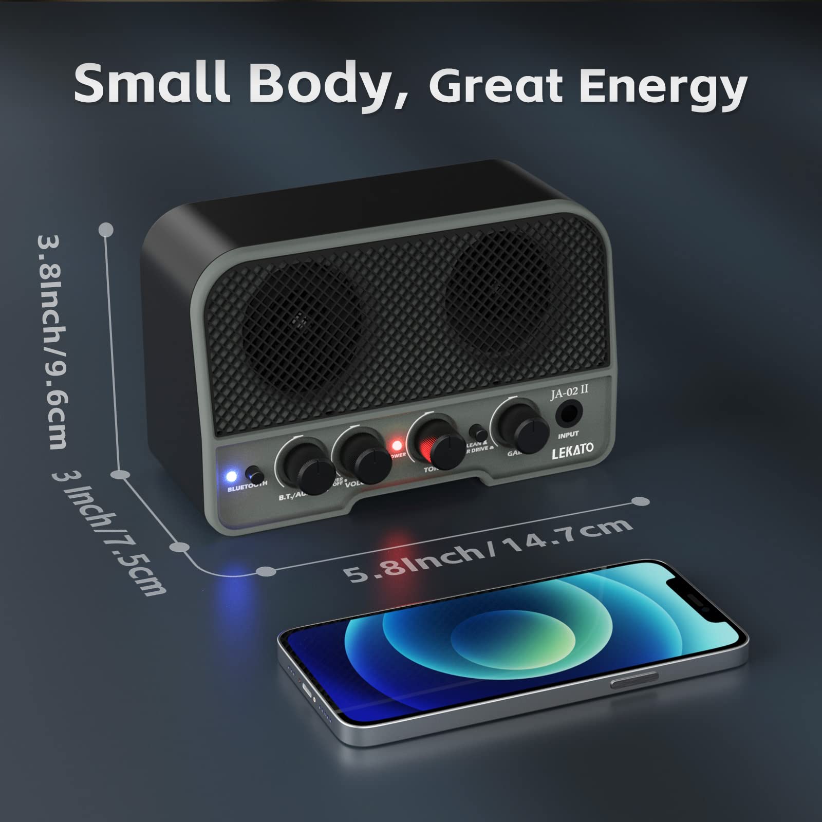 LEKATO Mini Guitar Amp Rechargeable Amplifier Electric Guitar Amp 5W, Clean/Overdrive,Bluetooth Guitar Amp Portable Guitar Amp for Daily Practice,Black - Image 4